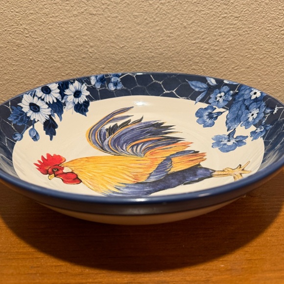 Farmhouse Rooster Bowl, Extra Large Colorful Ceramic Serving Bowl, Rooster Decor - Picture 12 of 15